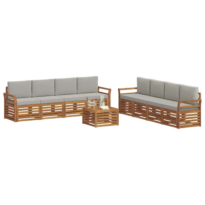 Set divani con cuscino 9 pcs Grigio Naturale e Chiaro