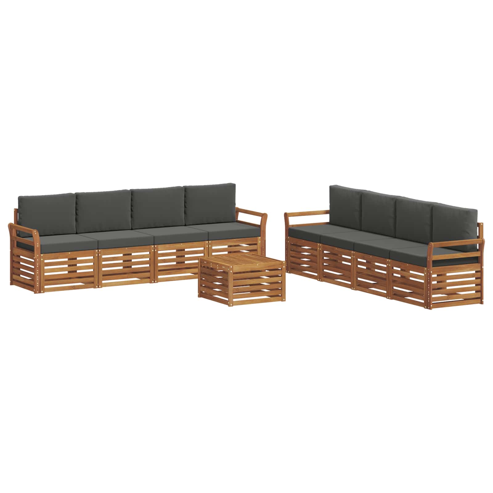 Set divani 9 pcs Naturale e Antracite Legno di Acacia Massello | homemem39