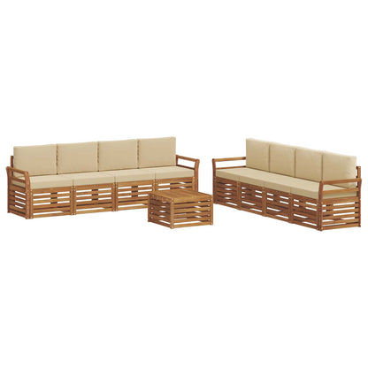Set divani 9 pcs Naturale e Beige Legno di Acacia Massello | homemem39