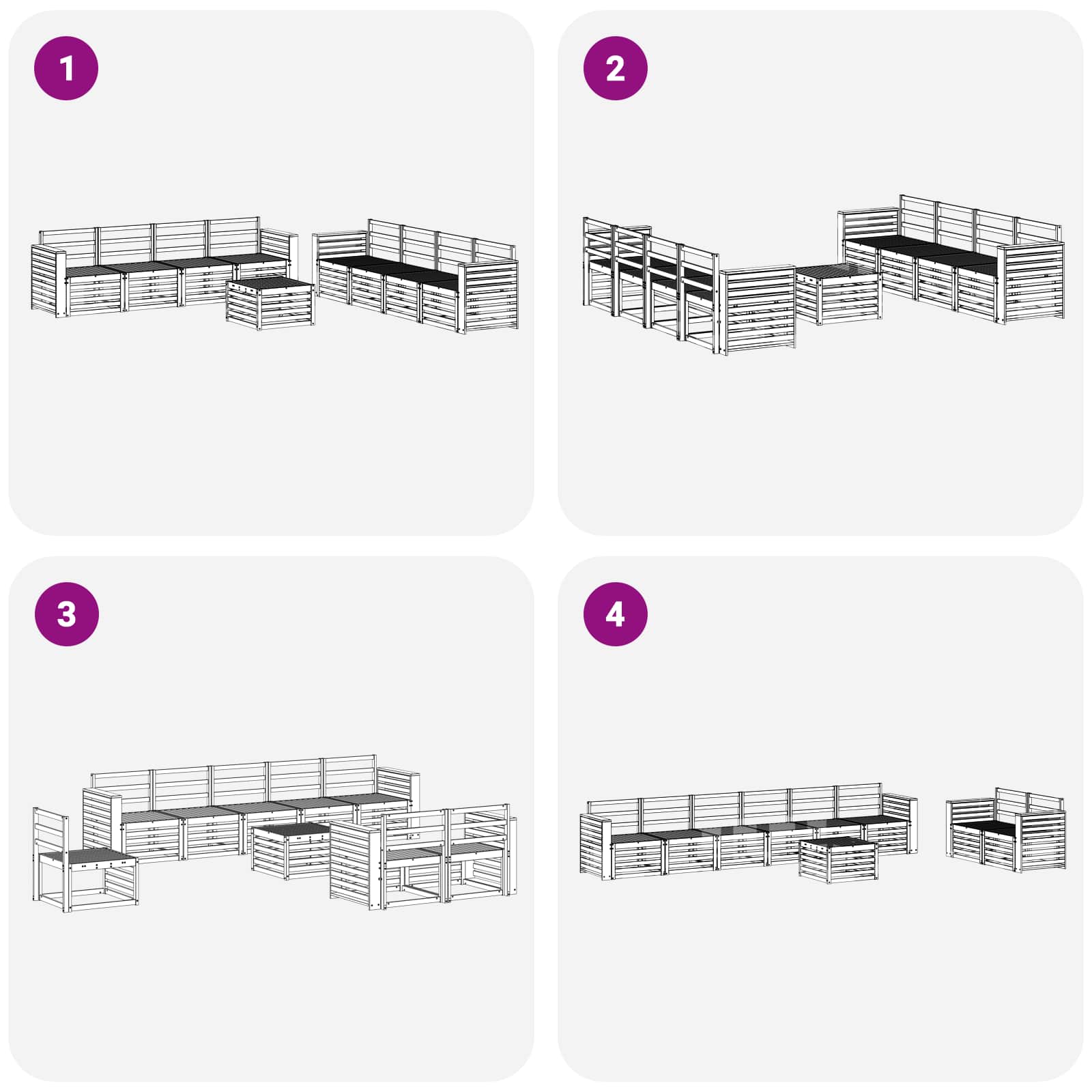 Set divani 9 pcs Naturale Legno di Acacia Massello | homemem39