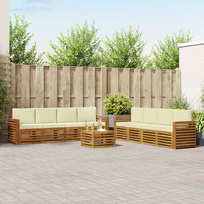 Set divani 9 pcs Naturale e Crema Legno di Acacia Massello