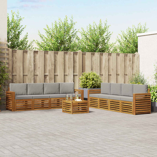 Set divani con cuscino 9 pcs Grigio Naturale e Chiaro | homemem39