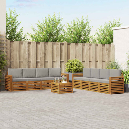Set divani con cuscino 9 pcs Grigio Naturale e Chiaro