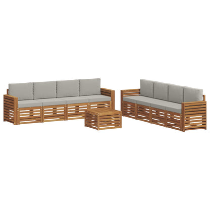 Set divani con cuscino 9 pcs Grigio Naturale e Chiaro | homemem39