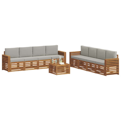 Set divani con cuscino 9 pcs Grigio Naturale e Chiaro | homemem39