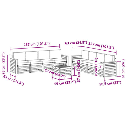Set divani con cuscino 9 pcs Grigio Naturale e Chiaro | homemem39