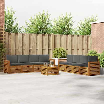 Set divani 9 pcs Naturale e Antracite Legno di Acacia Massello