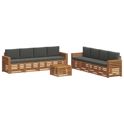 Set divani 9 pcs Naturale e Antracite Legno di Acacia Massello | homemem39