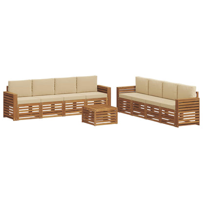 Set divani 9 pcs Naturale e Beige Legno di Acacia Massello | homemem39
