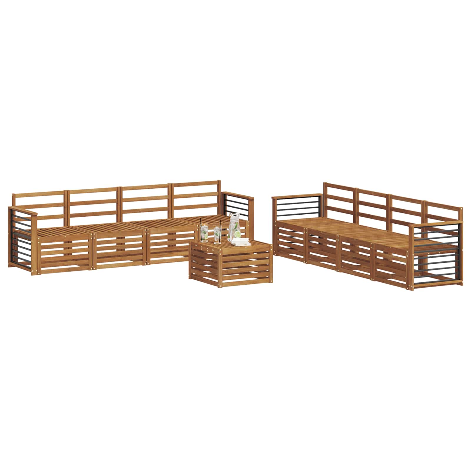 Set divani 9 pcs Naturale Legno di Acacia Massello | homemem39