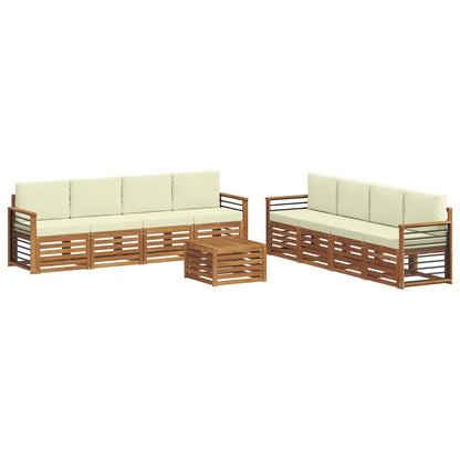 Set divani 9 pcs Naturale e Crema Legno di Acacia Massello | homemem39