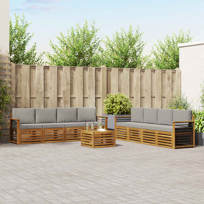 Set divani con cuscino 9 pcs Grigio Naturale e Chiaro