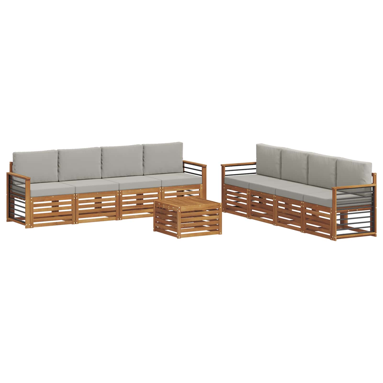 Set divani con cuscino 9 pcs Grigio Naturale e Chiaro | homemem39