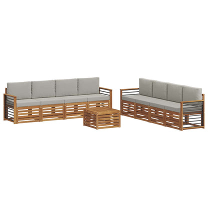 Set divani con cuscino 9 pcs Grigio Naturale e Chiaro | homemem39