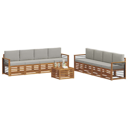 Set divani con cuscino 9 pcs Grigio Naturale e Chiaro