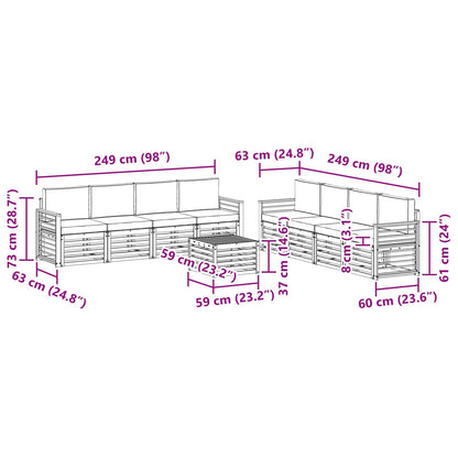 Set divani con cuscino 9 pcs Grigio Naturale e Chiaro | homemem39
