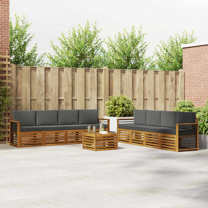 Set divani 9 pcs Naturale e Antracite Legno di Acacia Massello