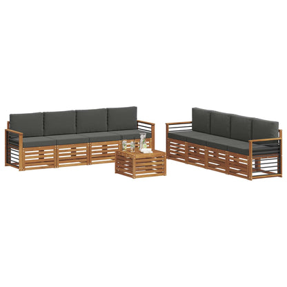 Set divani 9 pcs Naturale e Antracite Legno di Acacia Massello