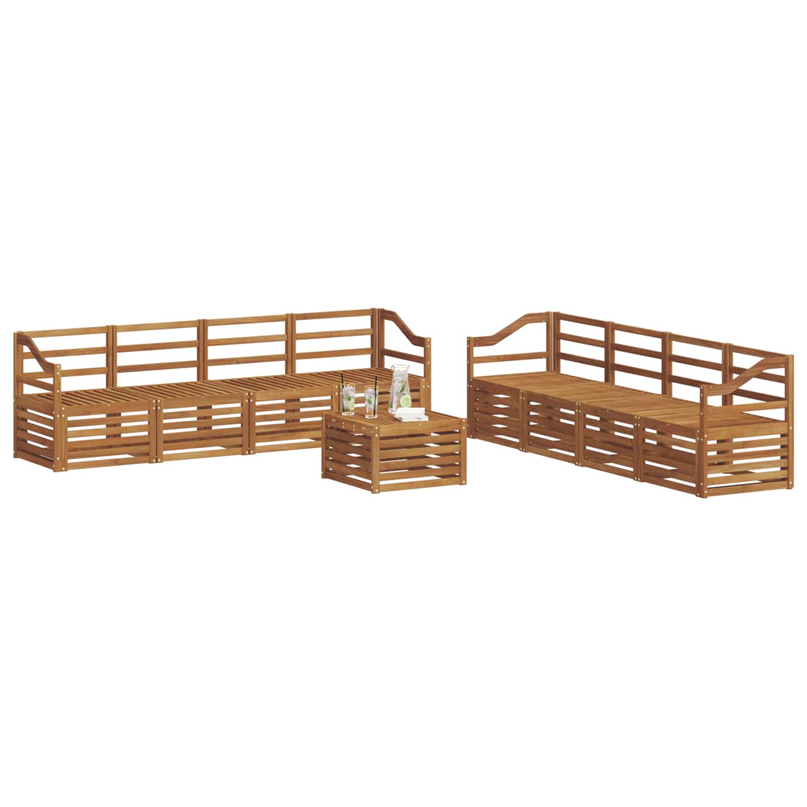 Set divani 9 pcs Naturale Legno di Acacia Massello | homemem39