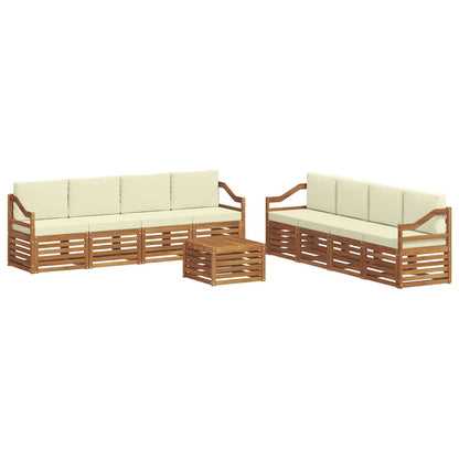Set divani 9 pcs Naturale e Crema Legno di Acacia Massello | homemem39