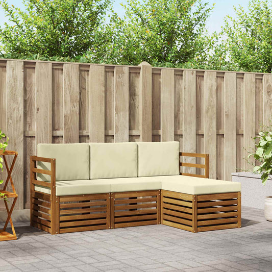 Set di divani da esterno con cuscino 4 pcs Naturale e Crema