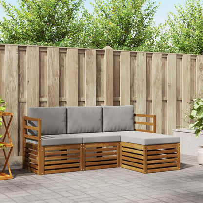 Set di divani da esterno 4 pcs Grigio Naturale e Chiaro