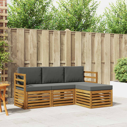 Set di divani da esterno con cuscino 4 pcs Naturale e Antracite | homemem39