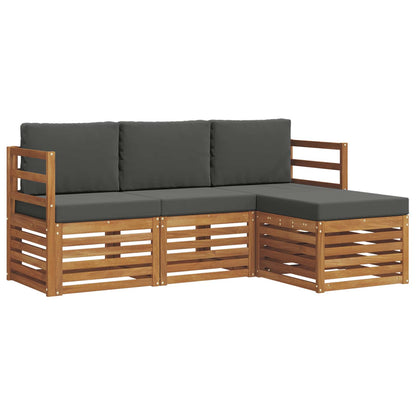 Set di divani da esterno con cuscino 4 pcs Naturale e Antracite | homemem39