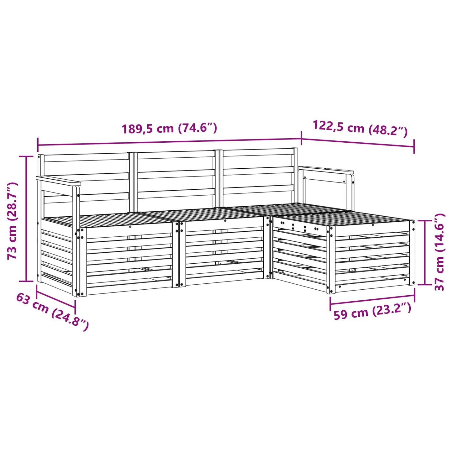 Set di divani da esterno 4 pcs Naturale | homemem39