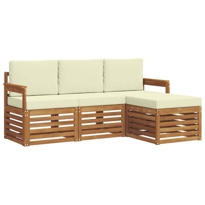 Set di divani da esterno con cuscino 4 pcs Naturale e Crema | homemem39