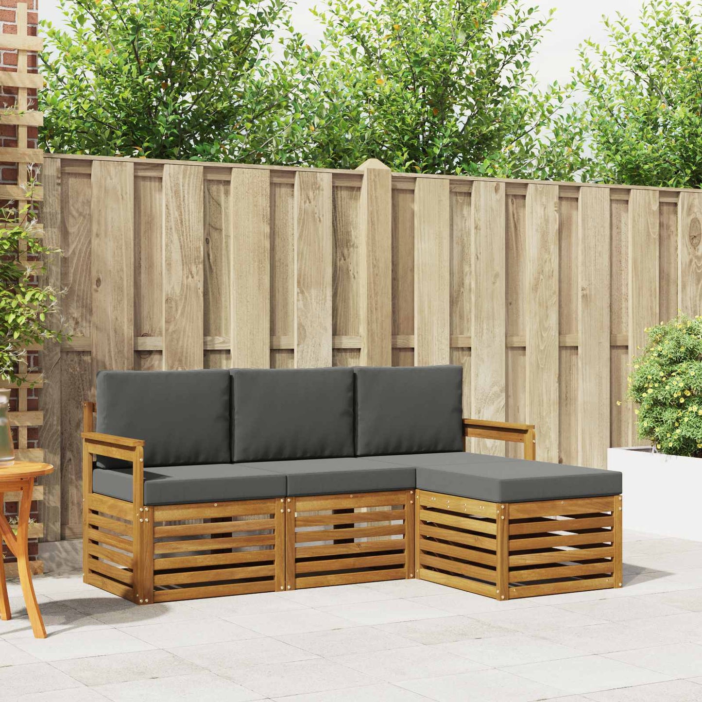 Set di divani da esterno con cuscino 4 pcs Naturale e Antracite