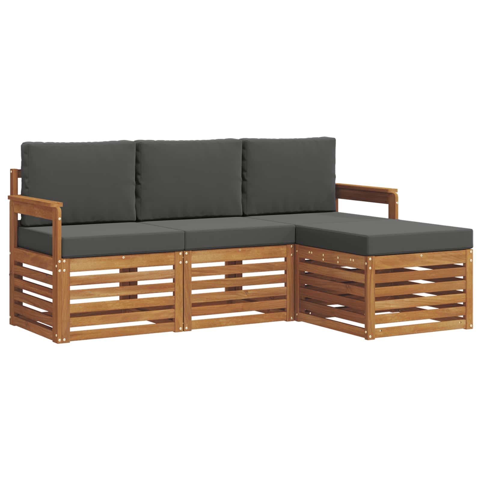 Set di divani da esterno con cuscino 4 pcs Naturale e Antracite | homemem39