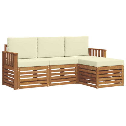 Set di divani da esterno con cuscino 4 pcs Naturale e Crema