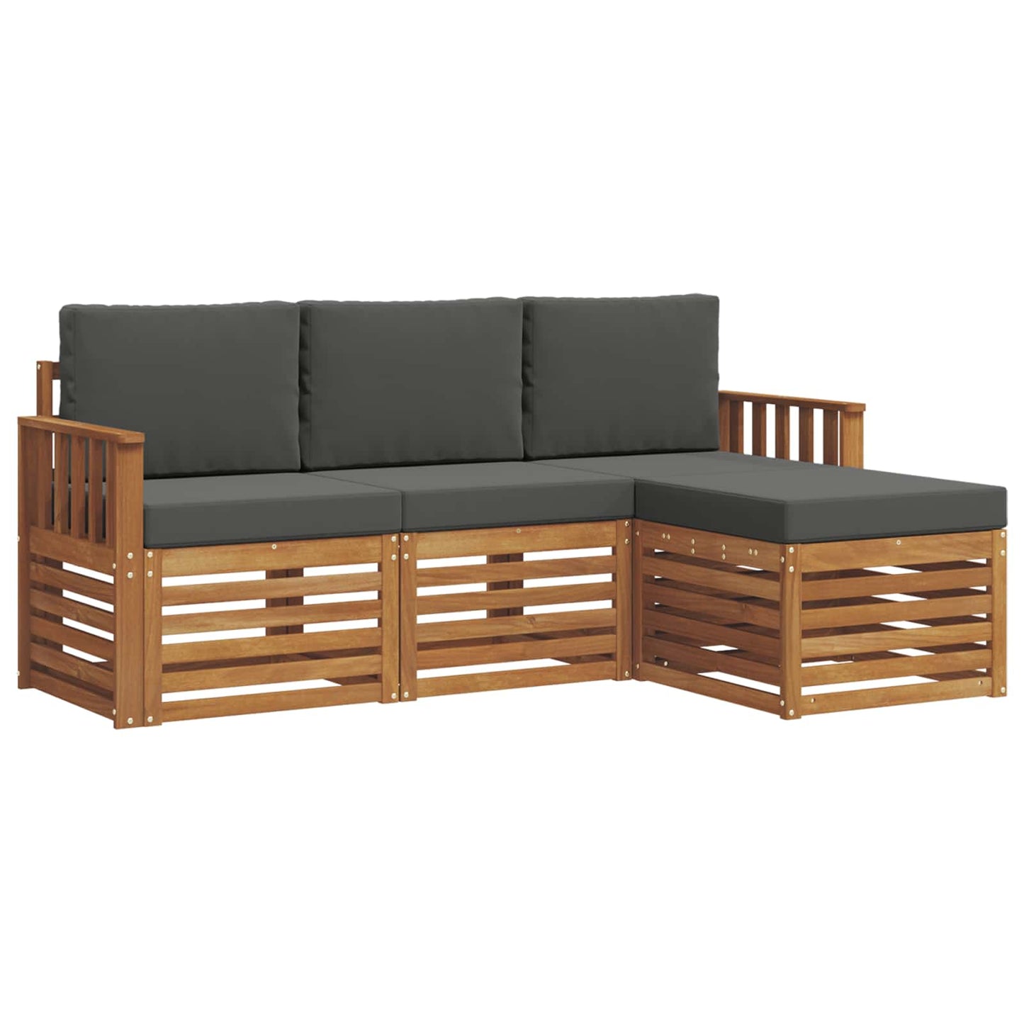 Set di divani da esterno con cuscino 4 pcs Naturale e Antracite