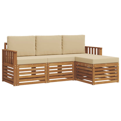 Set di divani da esterno con cuscino 4 pcs Naturale e Beige | homemem39