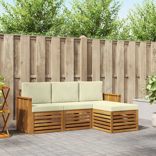 Set di divani da esterno con cuscino 4 pcs Naturale e Crema