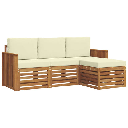 Set di divani da esterno con cuscino 4 pcs Naturale e Crema