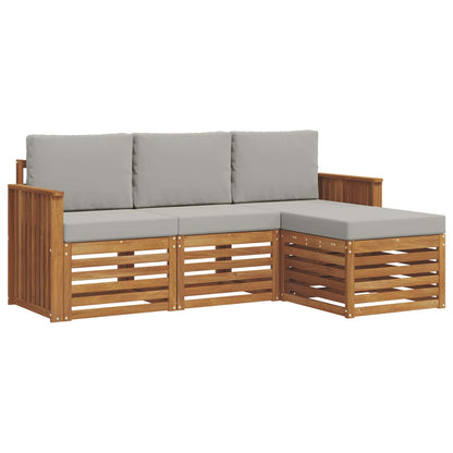 Set di divani da esterno 4 pcs Grigio Naturale e Chiaro | homemem39