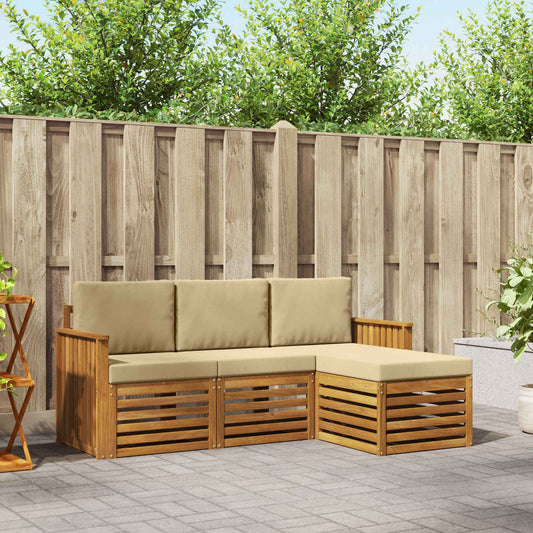 Set di divani da esterno con cuscino 4 pcs Naturale e Beige | homemem39