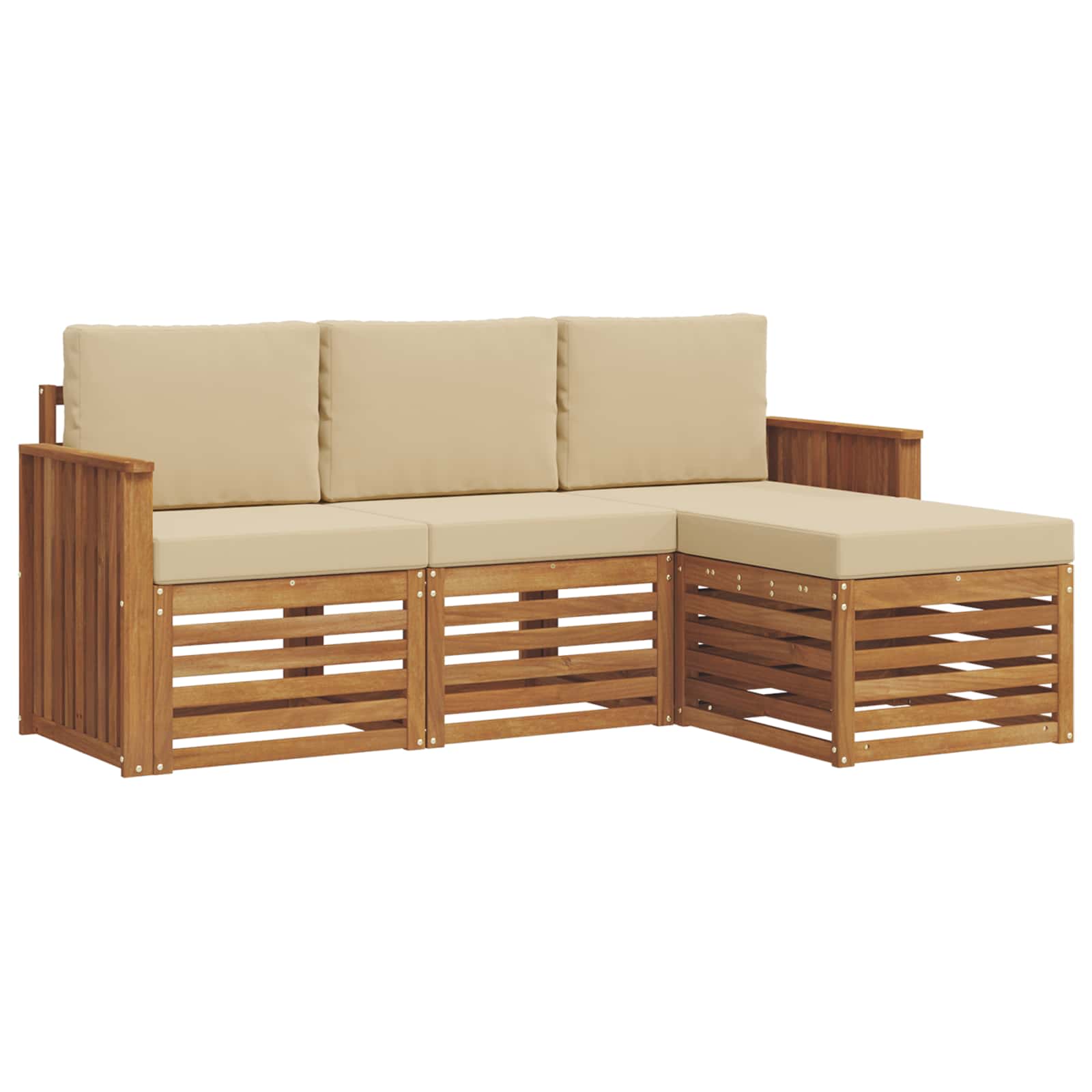 Set di divani da esterno con cuscino 4 pcs Naturale e Beige | homemem39