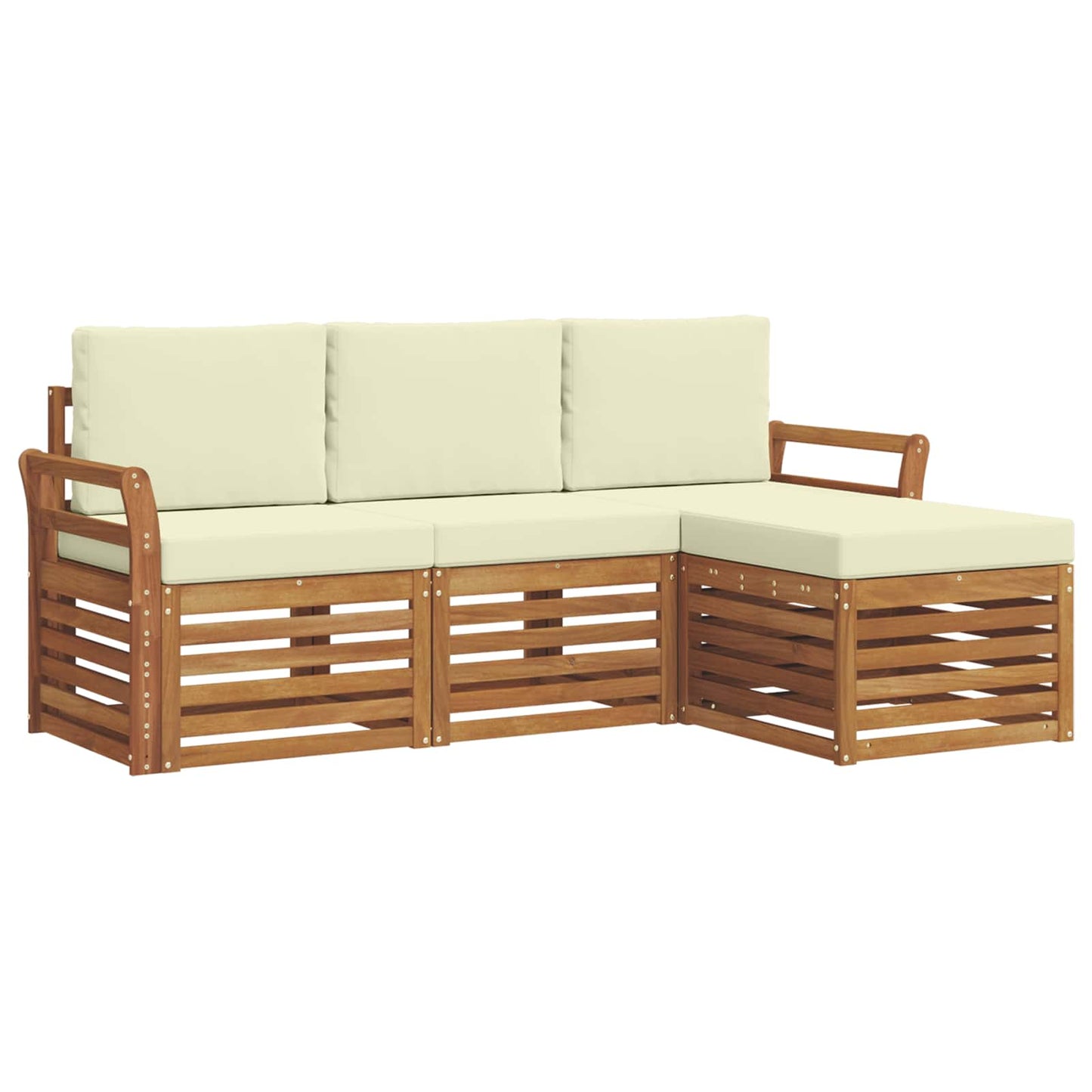 Set di divani da esterno con cuscino 4 pcs Naturale e Crema