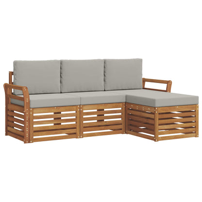 Set di divani da esterno 4 pcs Grigio Naturale e Chiaro | homemem39