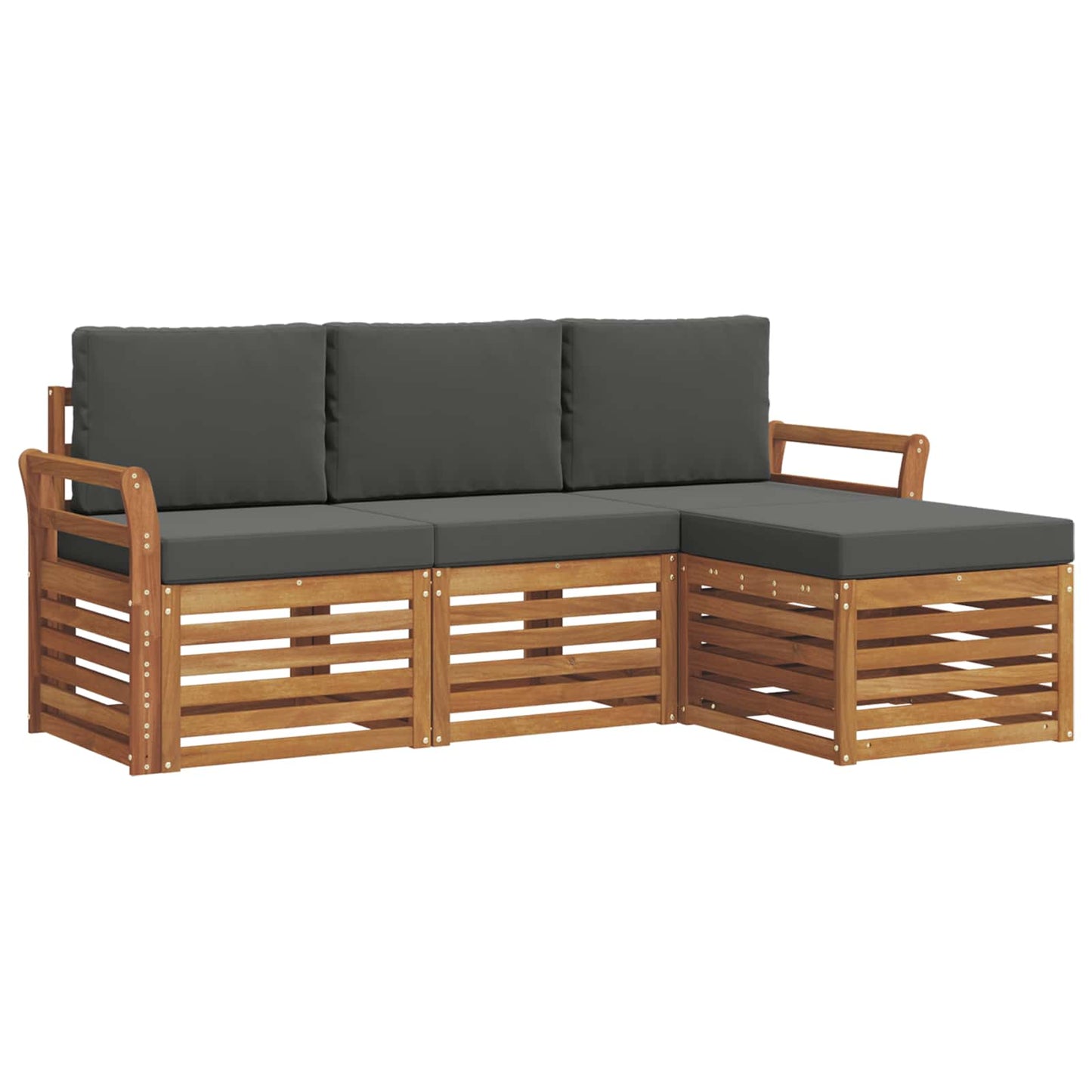Set di divani da esterno con cuscino 4 pcs Naturale e Antracite
