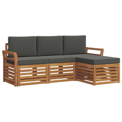 Set di divani da esterno con cuscino 4 pcs Naturale e Antracite