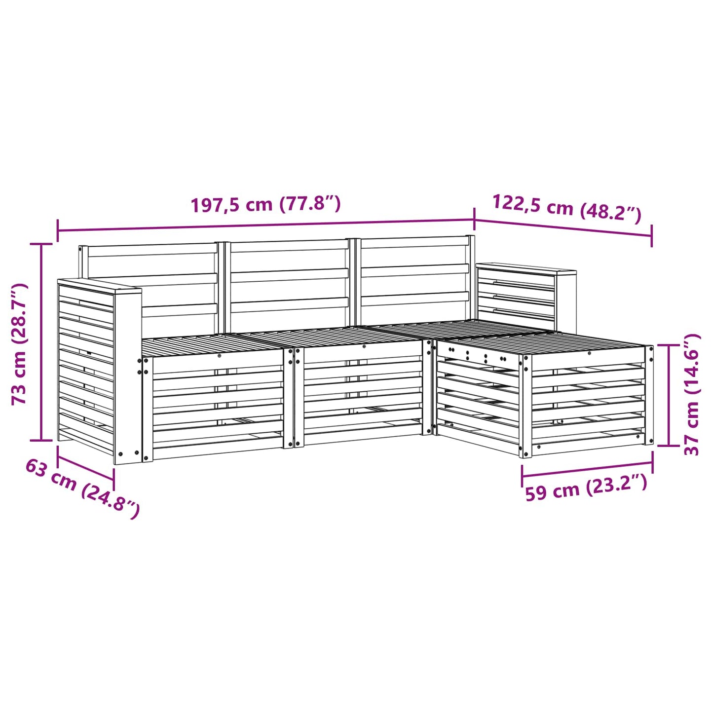 Set di divani da esterno 4 pcs Naturale | homemem39