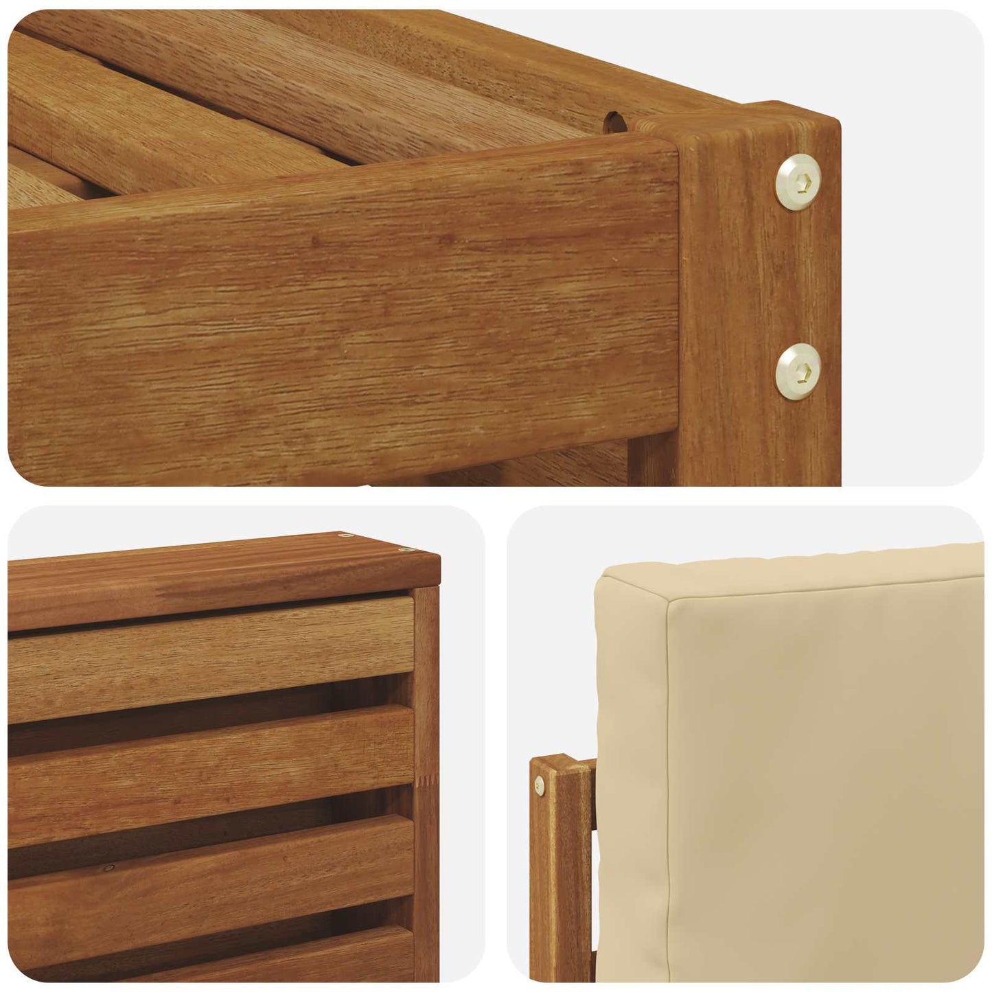Set di divani da esterno con cuscino 4 pcs Naturale e Beige | homemem39