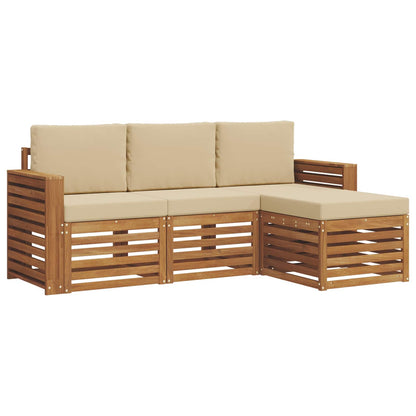 Set di divani da esterno con cuscino 4 pcs Naturale e Beige | homemem39