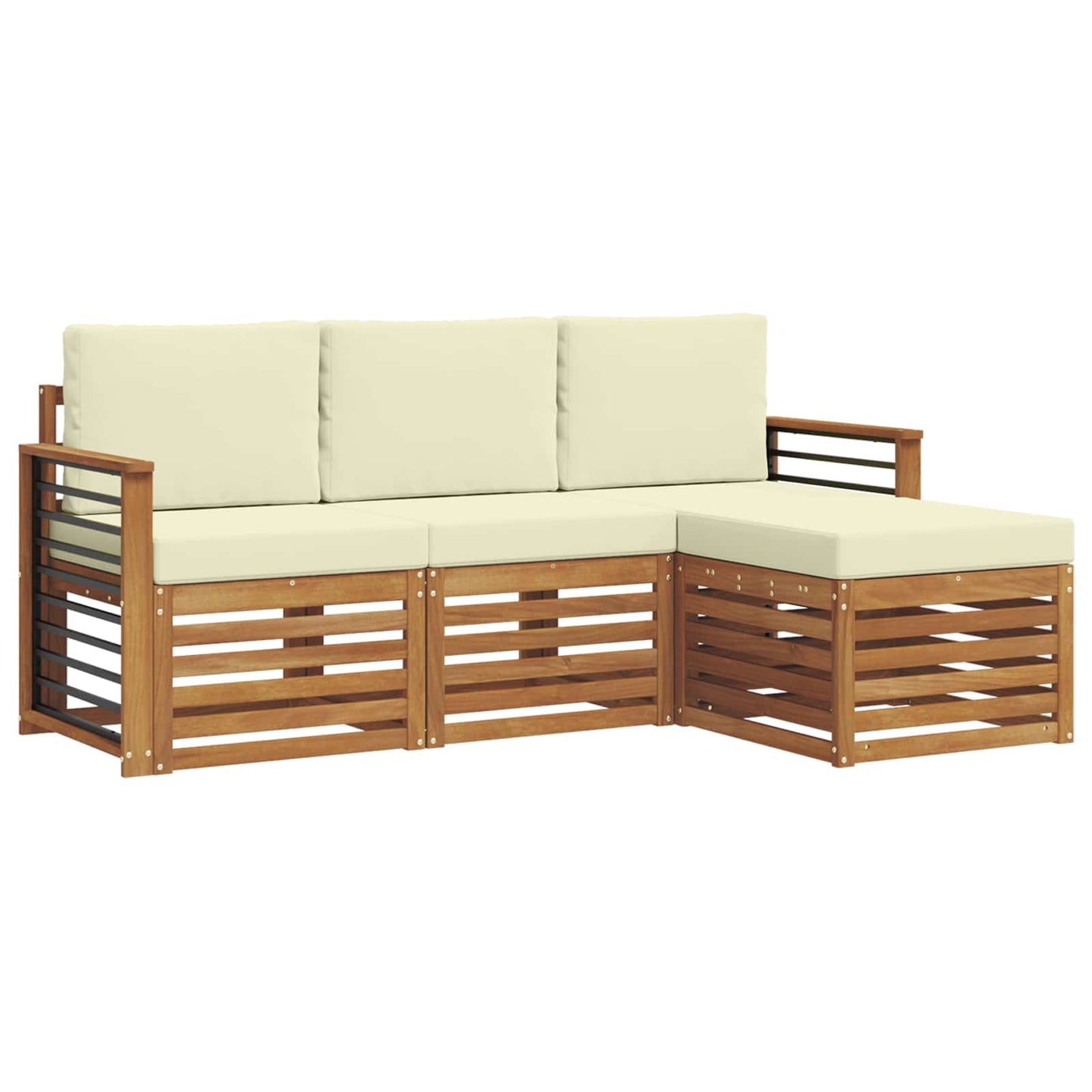 Set di divani da esterno con cuscino 4 pcs Naturale e Crema | homemem39