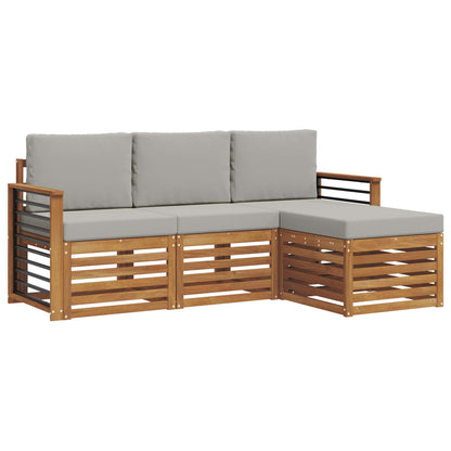 Set di divani da esterno 4 pcs Grigio Naturale e Chiaro | homemem39