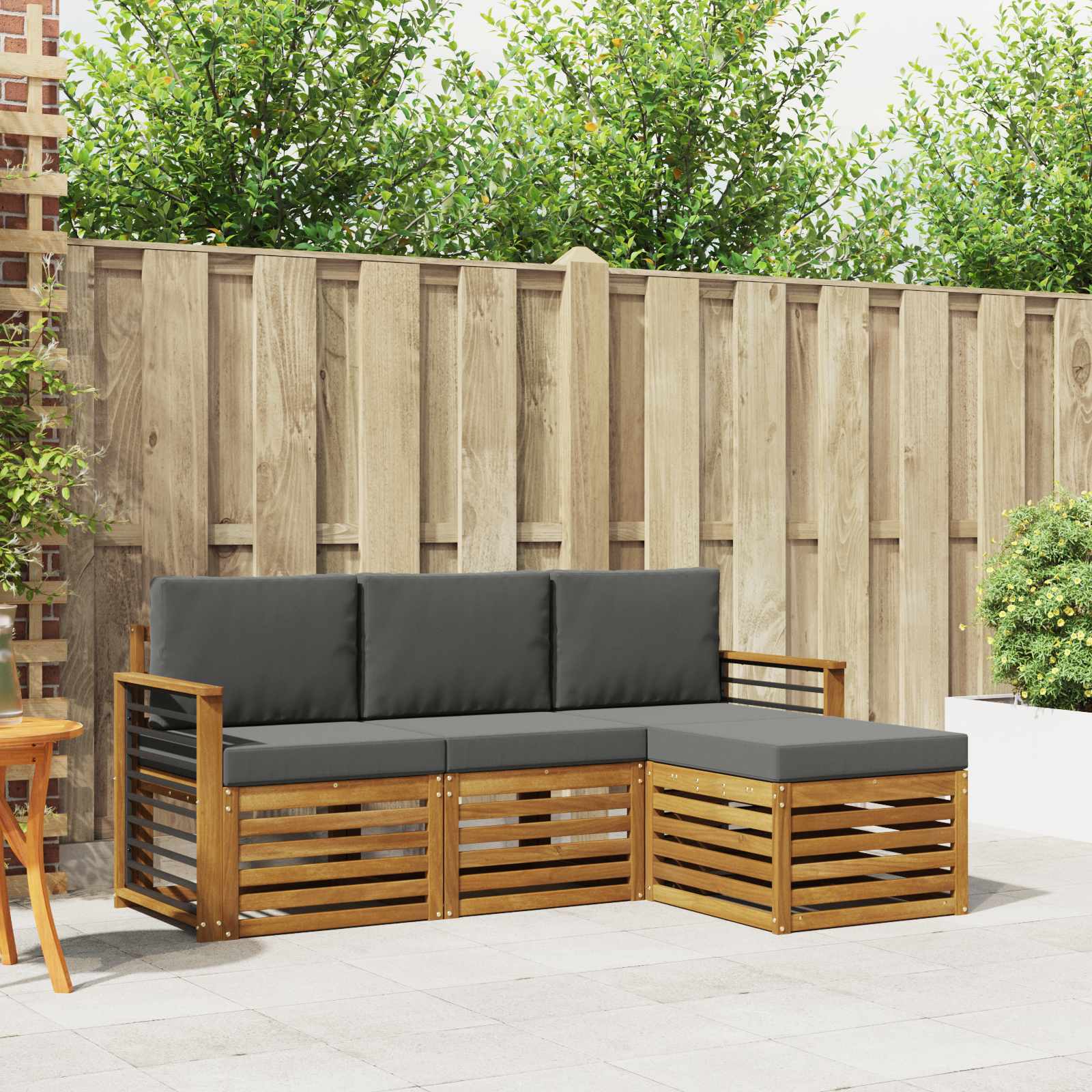 Set di divani da esterno con cuscino 4 pcs Naturale e Antracite | homemem39